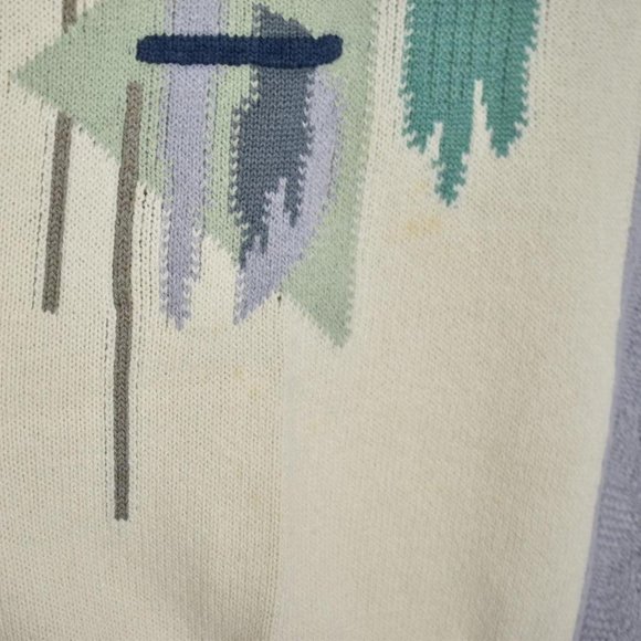 Vintage 80s Pastel Abstract Grandpa Golf Sweater - Picture 4 of 6